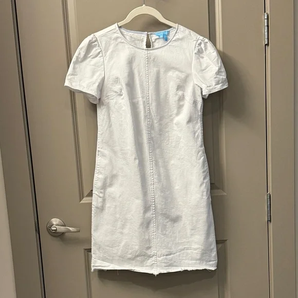 Draper James White Denim Puff Sleeve Shift Dress - Picture 4 of 6